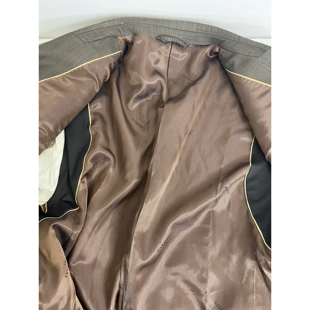 Caravelli Blazer Mens 44R Brown Three Button Paris 3B Sport‎ Coat Classic Lined